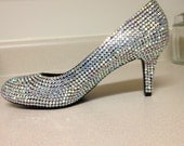 Clear Aurora Borealis Crystallized Low Heel Pumps