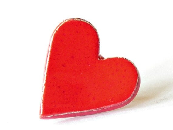 Ceramic Heart Ring, Red