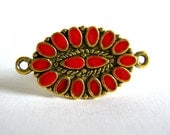 connector - gold tone with red enamel 32mm (1)