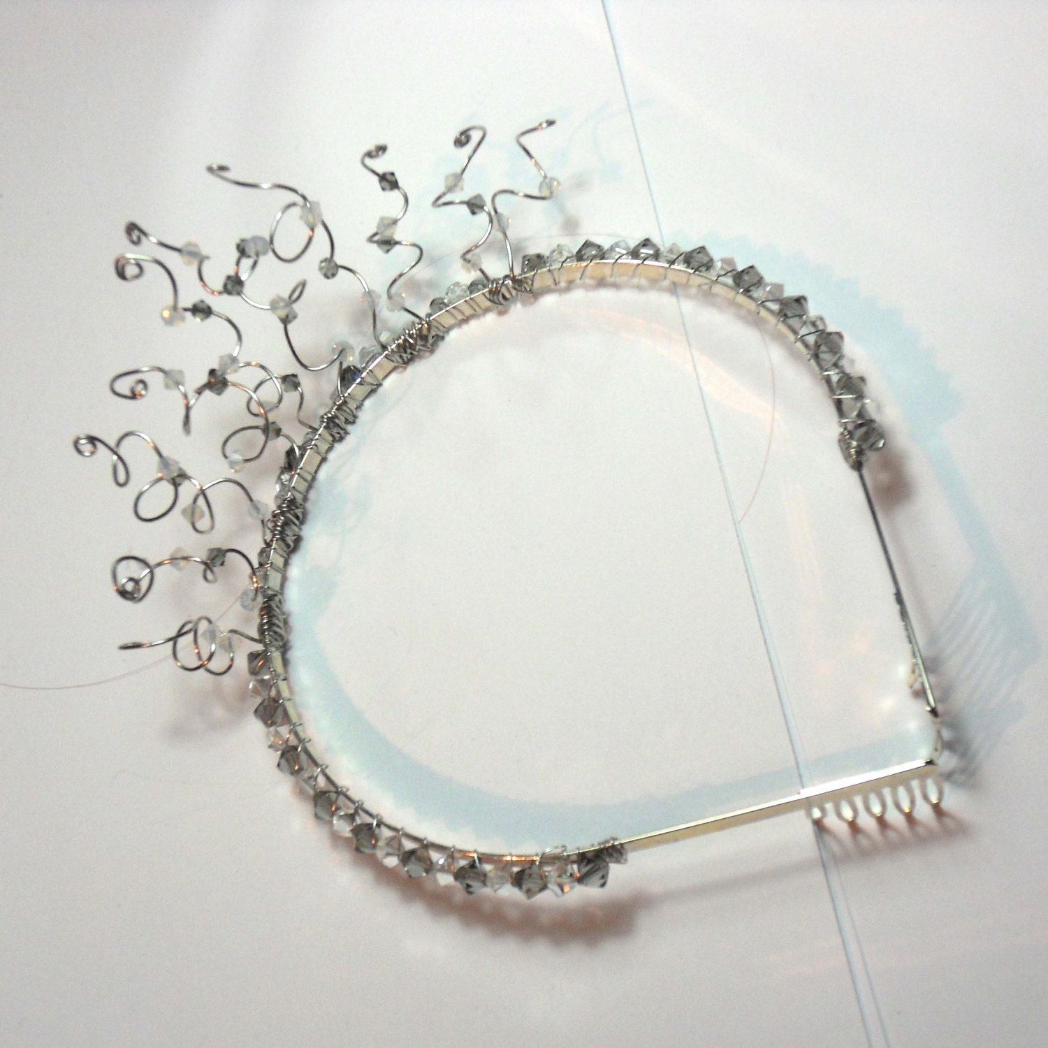 Curly Wurly - Spirals, Pearls & Crystals Tiara Band - Bridal / Wedding