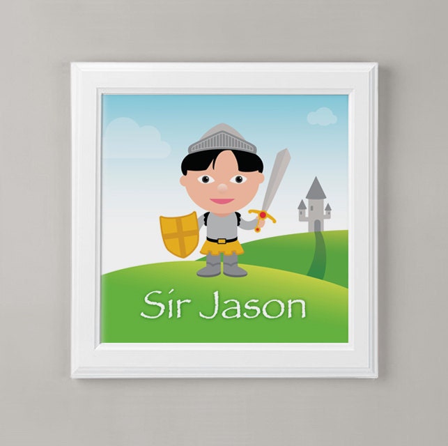 Personalized Knight Wall Art or Children's Bedroom Decor