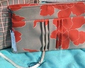 Coral and Gray Flower Clutch