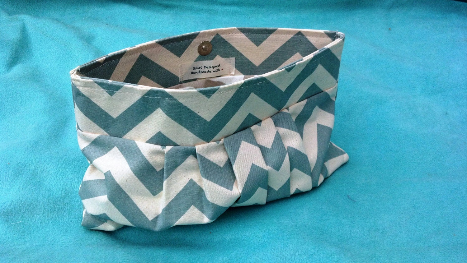 LIght Blue Chevron Clutch