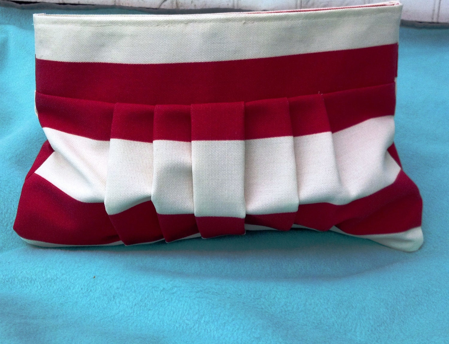Nautical Red and White Stripe Clutch