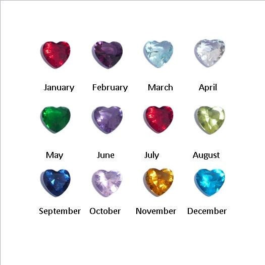 Crystal Heart Shaped Birthstones for Glass Lockets-All 12 months available