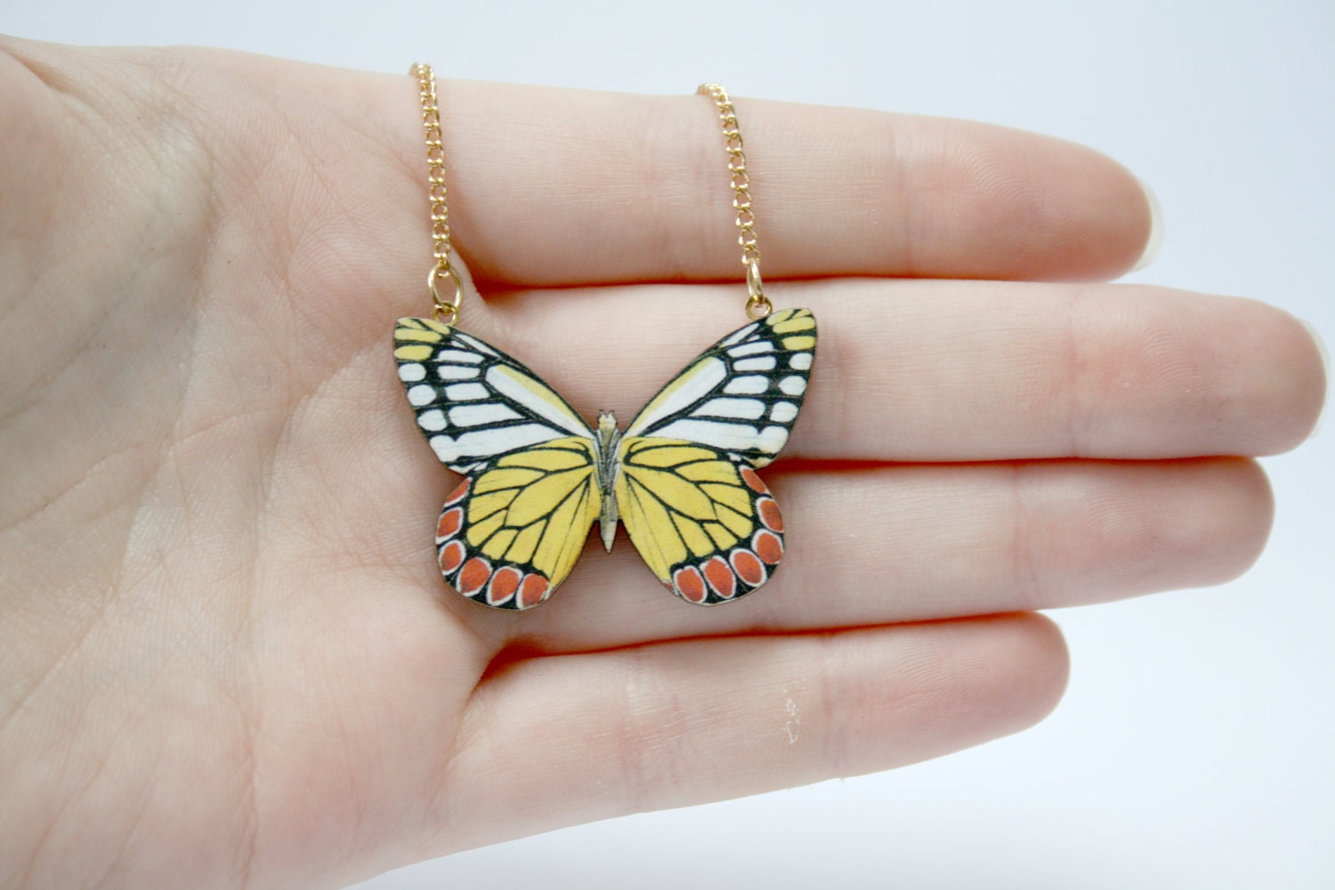 Miniature Wooden Butterfly Necklace