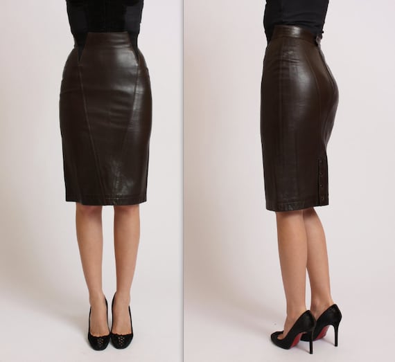 Pencil Skirt 80s ALAIA leather corset pencil skirt. Size XS by Tapestry Vintage LA on Etsy