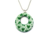 Mint  Round Pendant - kawaii Love Hearts