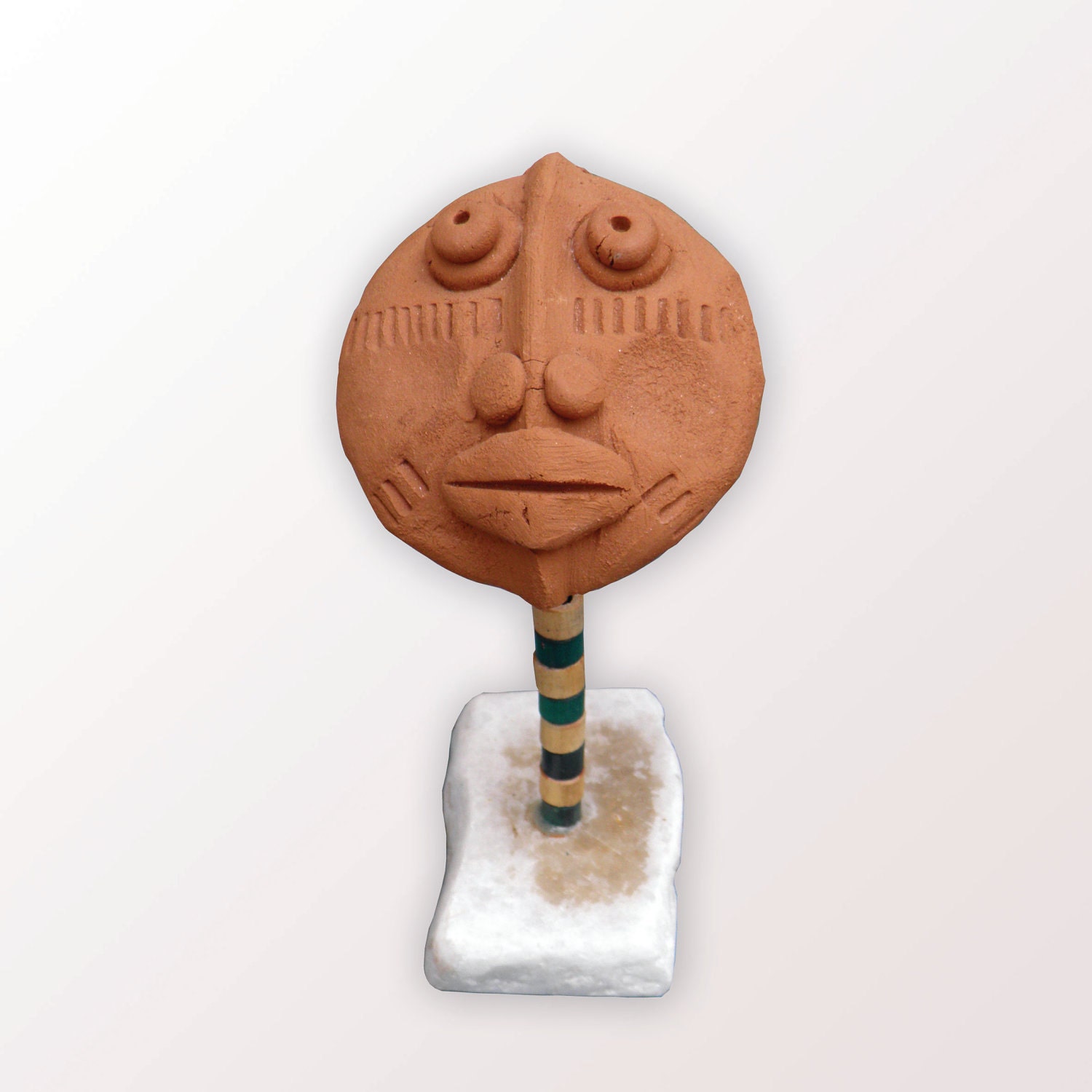 Primitive sculpture of a head, primitive art, primitive sculpture, primitive home decor