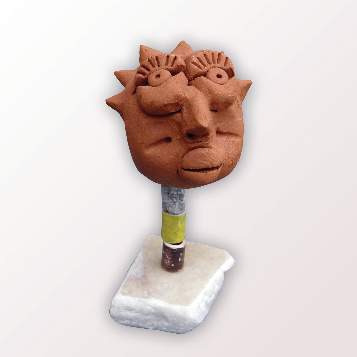 Primitive sculpture of a head, primitive art, primitive sculpture, primitive home decor