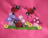 Embroidered Ladybug Zippered Tote Bag