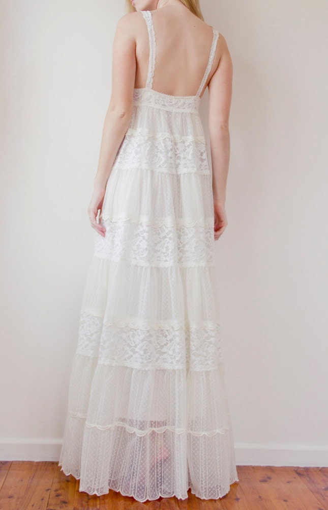 Romantic French lace Bohemian Vintage style wedding dress,