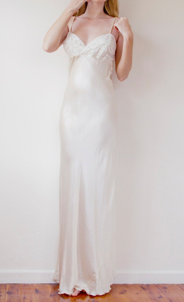 Elegant Ivory silk and French lace wedding gown
