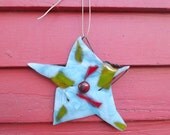 Blue fused glass star Christmas ornament
