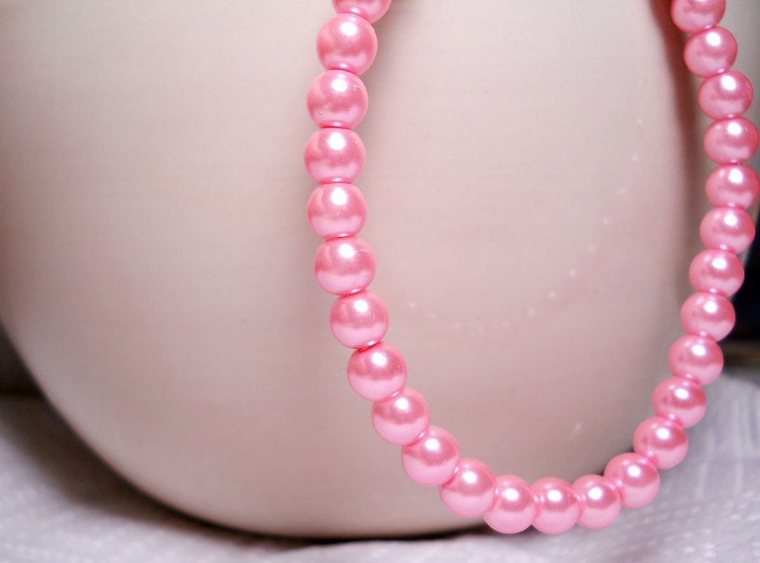 Plus Size Bracelet - pink pearls strung plus size bracelet