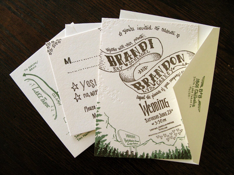 Custom, Hand-Drawn, Silkscreen and Letterpress Wedding Invitations