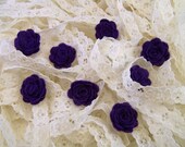 Set of 5 Mini Playful Plum  Rolled Felt Roses