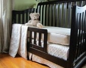 3-piece Oatmeal & Cream Luxe Cotton Faux Bumper Baby Bedding Set, Custom Made to Order