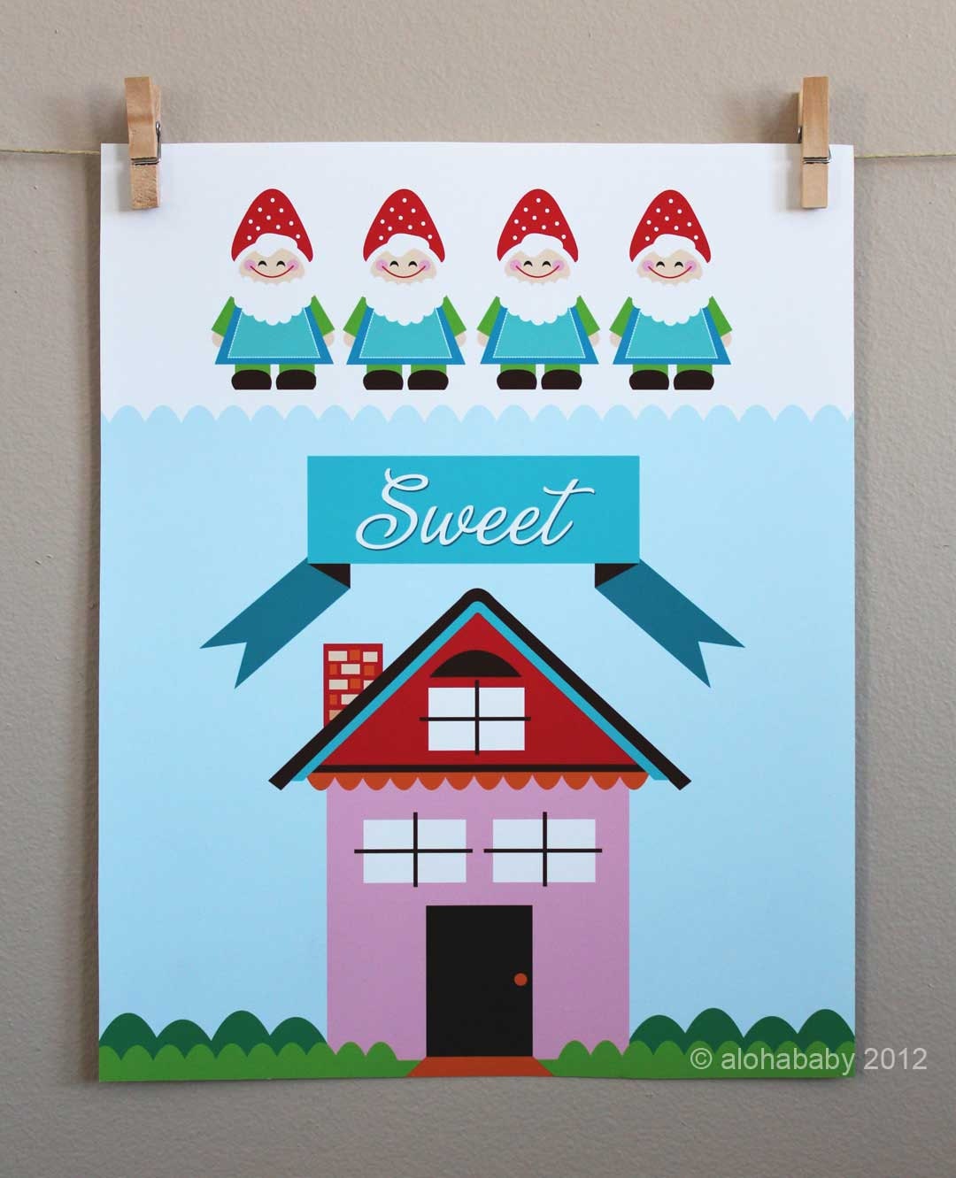 Gnome sweet Home - 8x10 art print