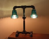 Glass Insulator Dual Light Desk Lamp Retro-Industrial Styling