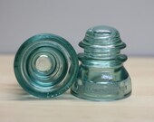 One Pre-drilled Light Aqua Blue Whitall Tatum Glass Insulator