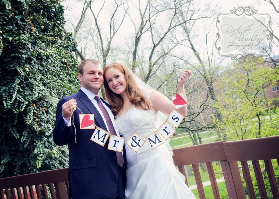 MR & MRS Bride and Groom Wedding Banner Decoration--Great for Engagement Party, Wedding Shower, wedding or photo prop