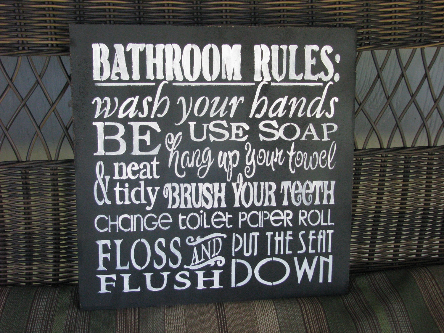 Bathroom rules sign
