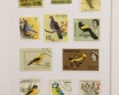 Vintage Stamp Wall Art - Yellow Birds