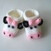 crochet baby shoes, pink white baby shoes, cow Baby Booties slippers, animals crochet baby shoes booties 0 - 12 months, knitted slippers