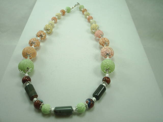 Goldstone & Pine Jasper Gemstone Necklace Handcrafted Metaphysical Design 2338MJ