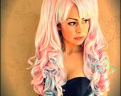 Cotton candy pink and blue Cosplay LolitaWig MADE TO ORDER