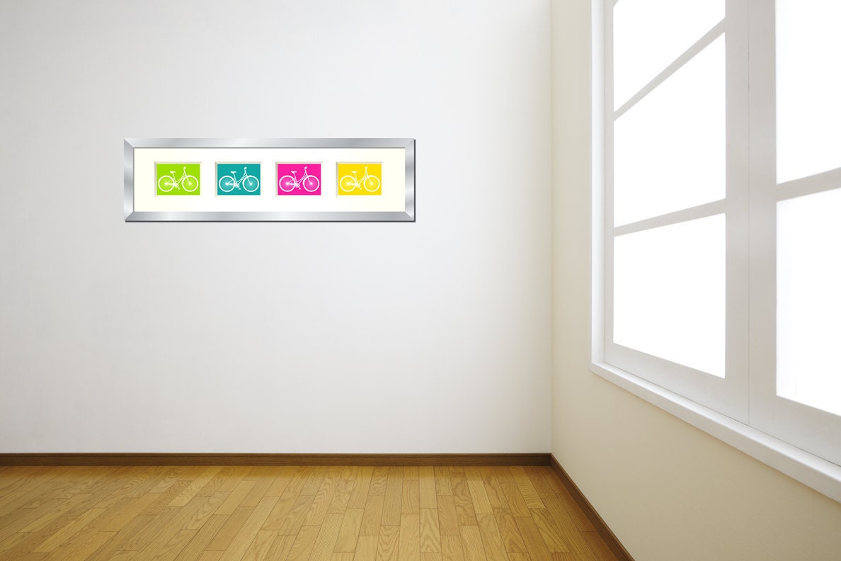 Set of 4 Bicycle Prints - 5" x 7" - Pick Your Colors