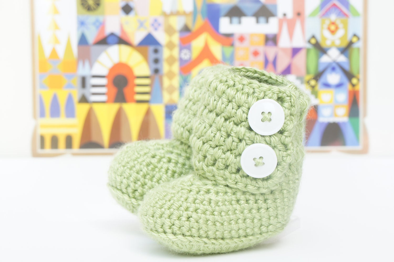 BUGGS in pistachio, crochet baby uggs booties