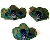 Peacock Bridesmaid's Wedding Feather Fascinator Set Ready to Ship Free Domestic Shipping