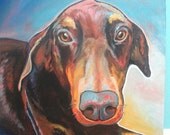 Custom Colorful Pet Portrait, Original 16 x 20 Acrylic Portrait on Canvas