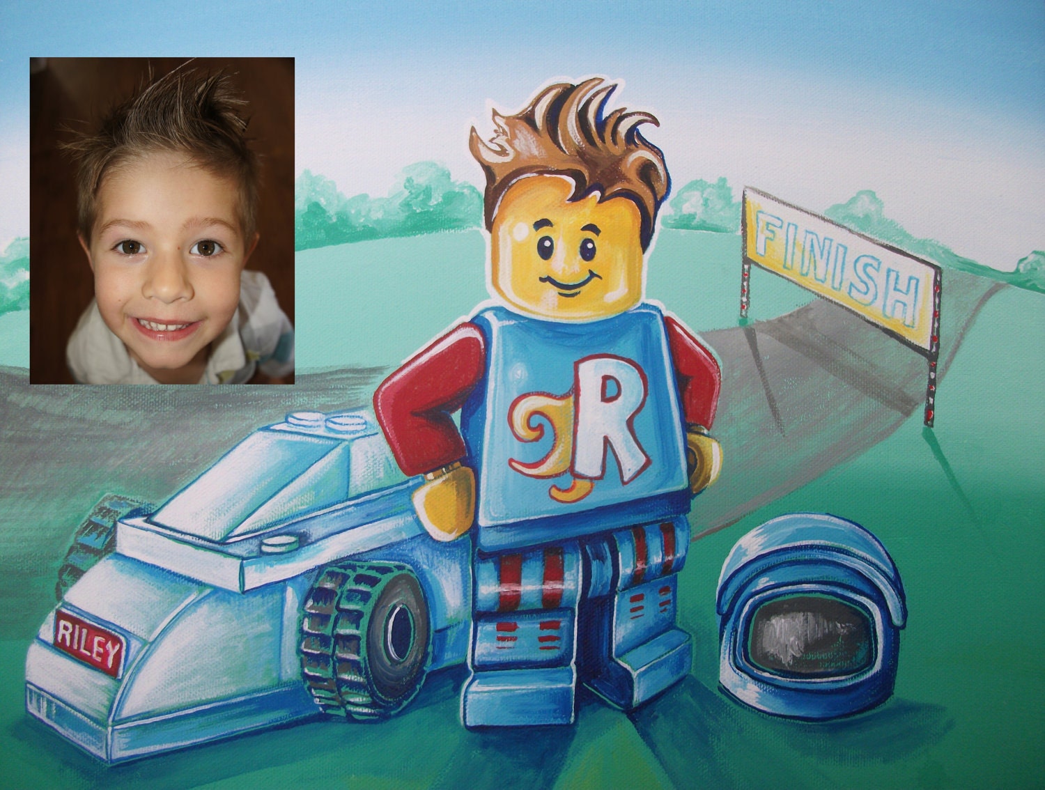 You as a Lego Guy: Custom Portrait of you or your loved one(s) 11 x 14