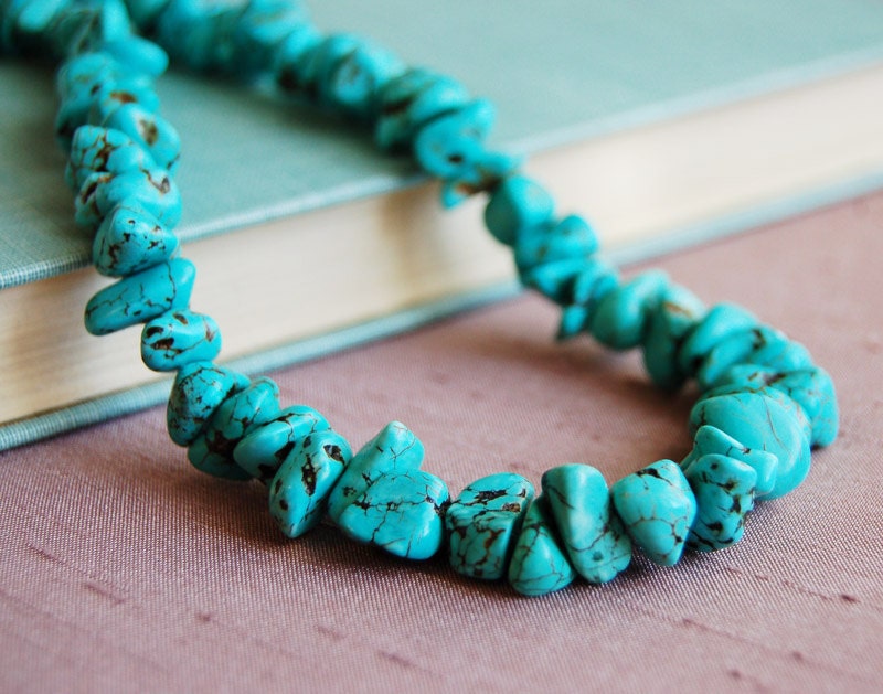 Turquoise Gemstone Necklace with Copper Toggle Clasp Birthstone Jewelry