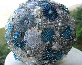 Blue Broach Bouquet. Something Blue. Deposit on a made to order bridal heirloom bouquet.