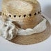 Straw Fedora Hat, flower pattern ribbon, great for spring and summer, with same fabric flower on the side..