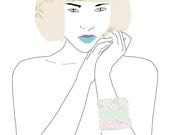 Fashion Illustration, Art Print of Fashion Illustration, Digital Fashion Illustration: Woman with Bangles