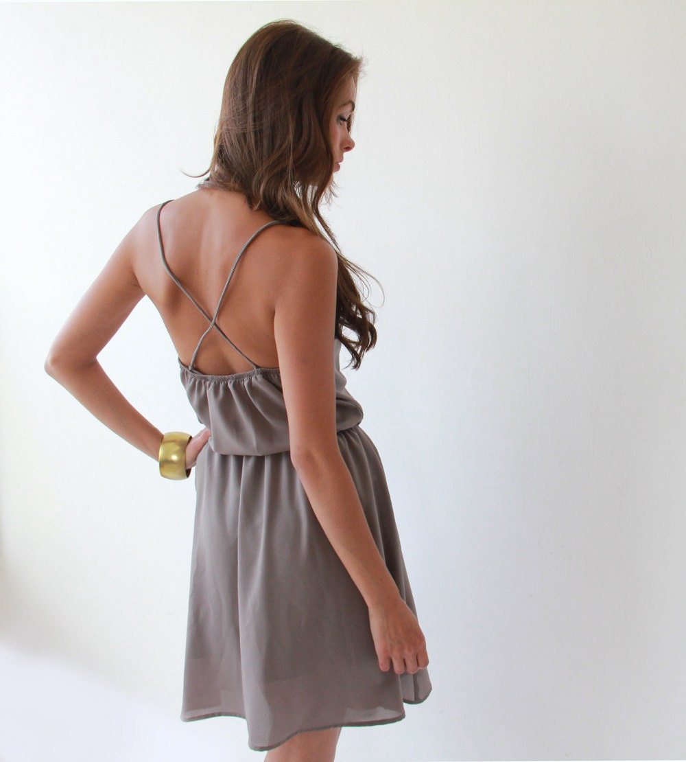 Taupe , Sexy , Sweetheart Neck , Women Dress