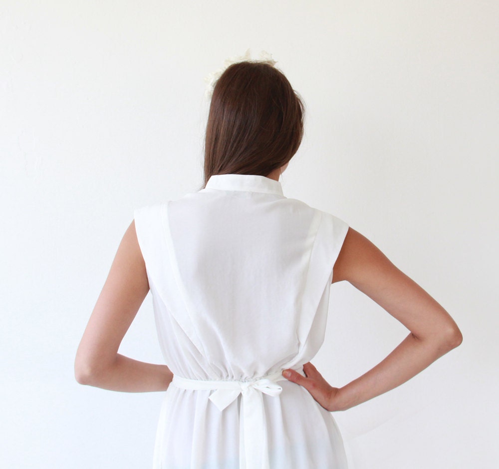 White Dress , Dress with buttons , knee length