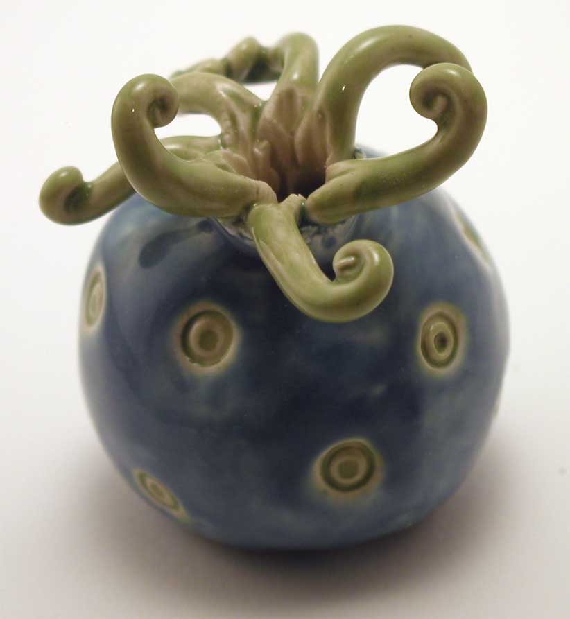 Sea Squirt Ceramic Mini Sculpture, Bluebonnet Blue &Kiwi Green, number 1
