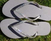 SILVER Crystal Flip Flops