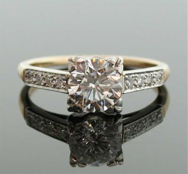 1940s Engagement Ring - Two Tone Diamond Ring