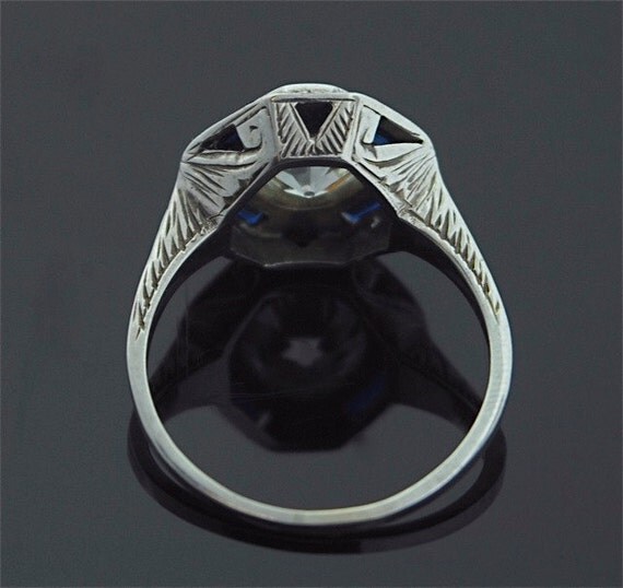 Antique Engagement Ring - 18k White Gold with 2 ct European Cut Diamond