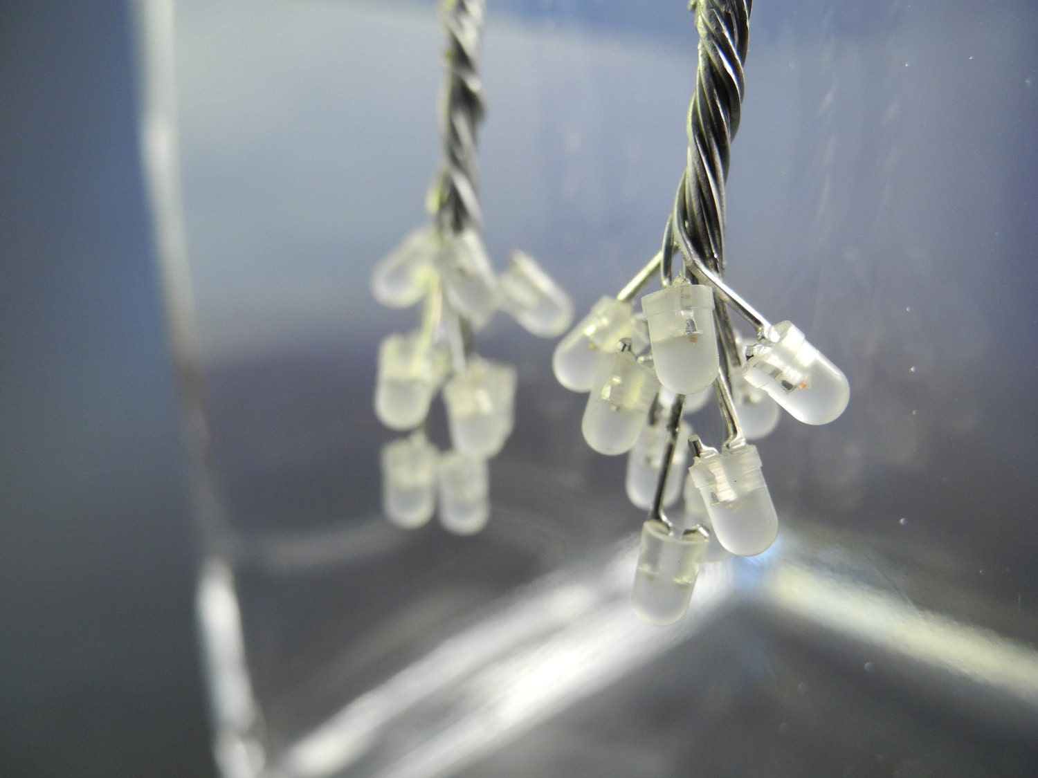 White Electronic LED Chandelier Earrings