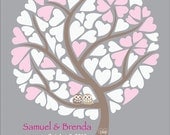 Guest Book Wedding Tree Alternative Poster, Love Birds, Personalized Guestbook, Love Birds, 16x20 in, 85 Signatures, Free Gift with Purchase
