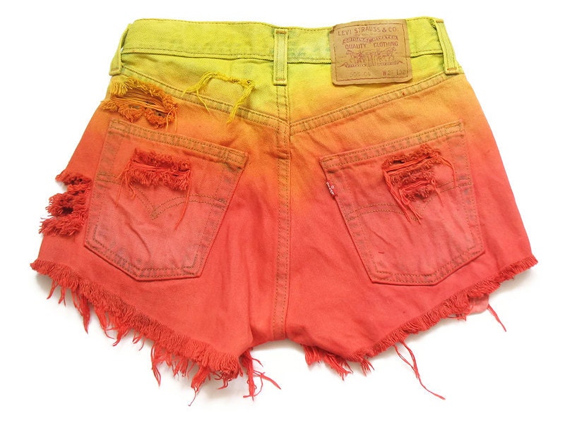 Levi ombre dip dye high waist shorts XS