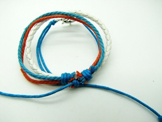 silvery rudder pendant Leather and Ropes Women Cuff Bracelet Unisex Bracelet Jewelry Cuff Bangle  839A